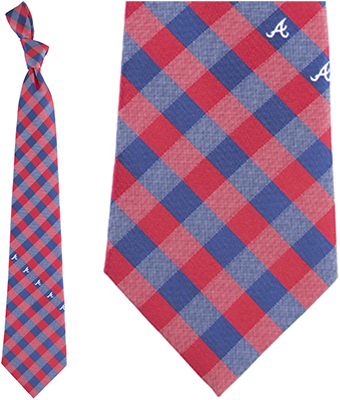 Eagles Wings MLB Braves Woven Poly Check Tie