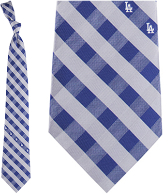 Eagles Wings MLB LA Dodgers Woven Poly Check Tie