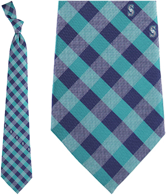 Eagles Wings MLB Mariners Woven Poly Check Tie