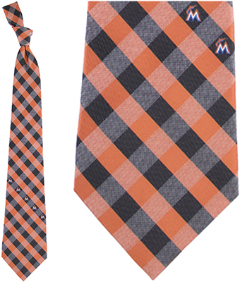 Eagles Wings MLB Marlins Woven Poly Check Tie