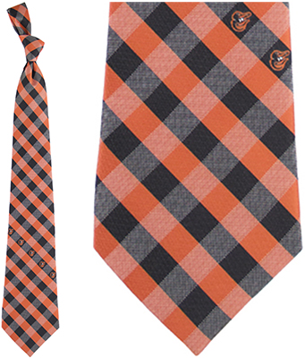 Eagles Wings MLB Orioles Woven Poly Check Tie