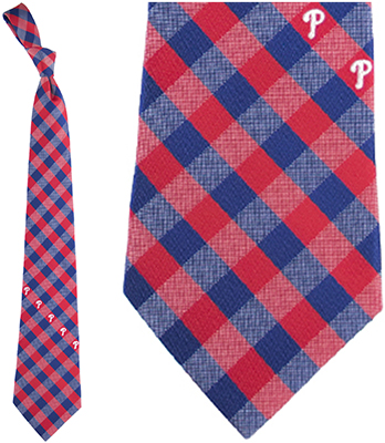 Eagles Wings MLB Phillies Woven Poly Check Tie