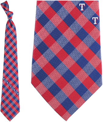 Eagles Wings MLB Rangers Woven Poly Check Tie