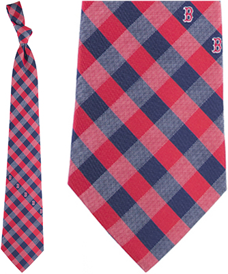 Eagles Wings MLB Red Sox Woven Poly Check Tie