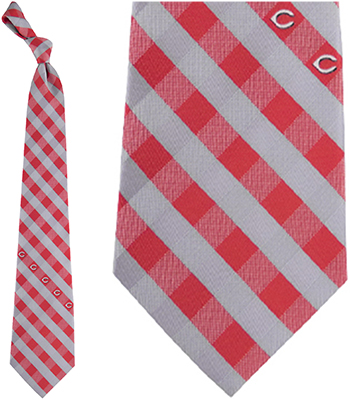 Eagles Wings MLB Reds Woven Poly Check Tie