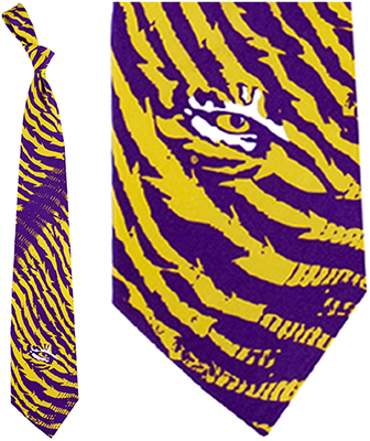 Eagles Wings NCAA LSU Tigers Stripes Tie