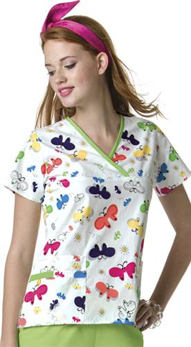 WonderWink Origins Butter Doodle Scrub Top. Embroidery is available on this item.