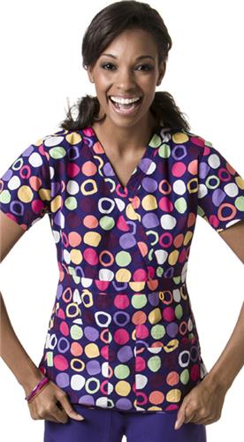 WonderWink Origins Dot's Fun Scrub Top. Embroidery is available on this item.