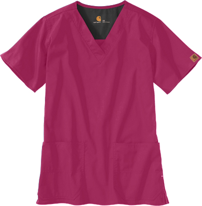 Carhartt Women's V-Neck Two-Pocket Scrub Top. Embroidery is available on this item.