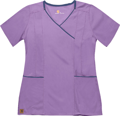 Carhartt Women's Y-Neck Fashion Scrub Top. Embroidery is available on this item.