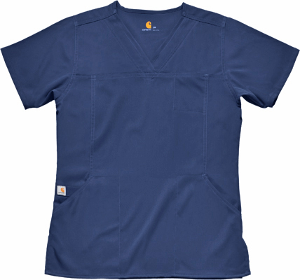Carhartt Women's Three-Pocket V-Neck Scrub Top. Embroidery is available on this item.