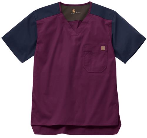 Carhartt Men's Color Block Scrub Utility Top. Embroidery is available on this item.
