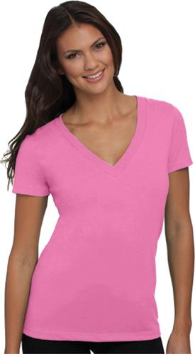 Next Level Pink Women's CVC Deep V-Neck T-Shirts