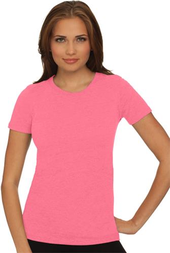 Next Level Pink Women's Tri-Blend Crew T-Shirts. Printing is available for this item.