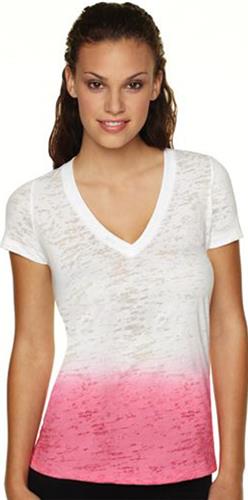 Next Level Pink Women's Ombre Burnout Deep V Shirt