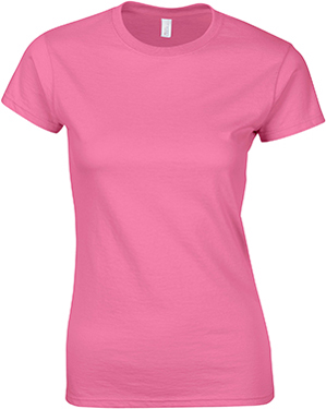 Gildan Pink Softstyle Junior Fit T-Shirts. Printing is available for this item.