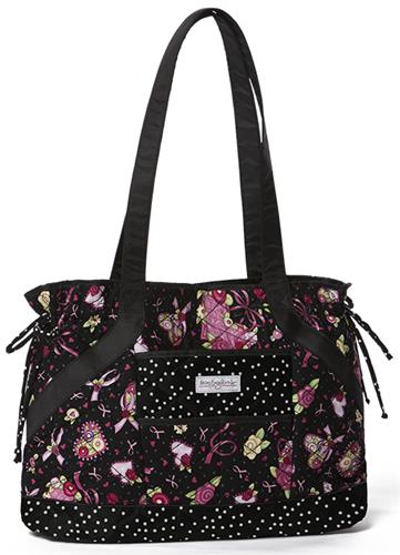 Mary Engelbreit Ribbon of Hope SideTie Quilted Bag. Embroidery is available on this item.