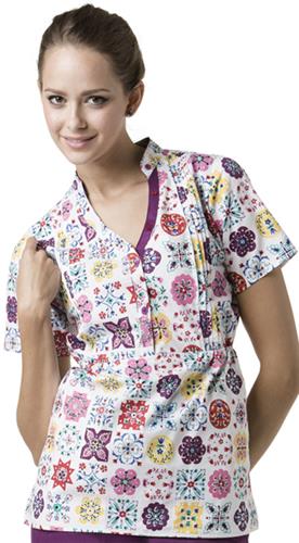 WonderWink Blissful Nature Scrub Top. Embroidery is available on this item.