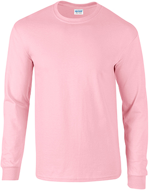 Gildan Pink Ultra Cotton Adult Long Sleeve T-Shirt. Printing is available for this item.