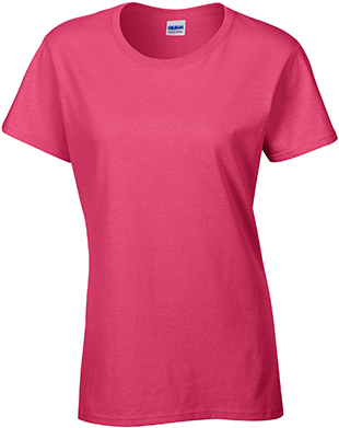 Gildan Pink Heavy Cotton Missy Fit T-Shirts. Printing is available for this item.
