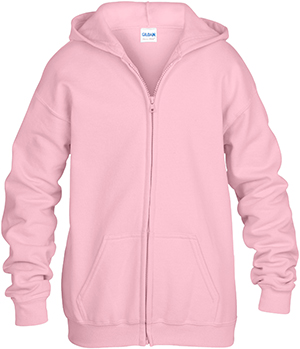 Gildan Pink Heavy Blend Full-Zip Hooded Sweatshirt. Decorated in seven days or less.