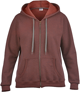 Gildan Heavy Blend Missy Fit Full-Zip Hoodies. Decorated in seven days or less.