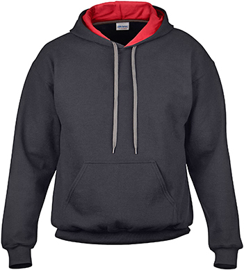 Gildan Heavy Blend Adult Contrast Hoodies. Decorated in seven days or less.