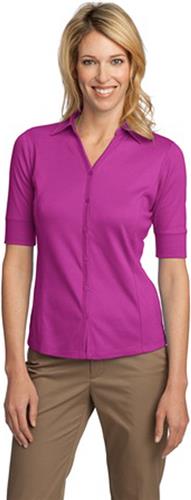 Port Authority Ladies Interlock Button-Front Polos. Printing is available for this item.