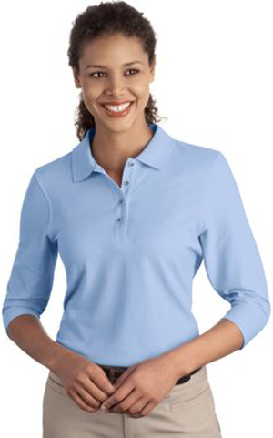 Port Authority Ladies Silk Touch 3/4-Sleeve Polos. Printing is available for this item.