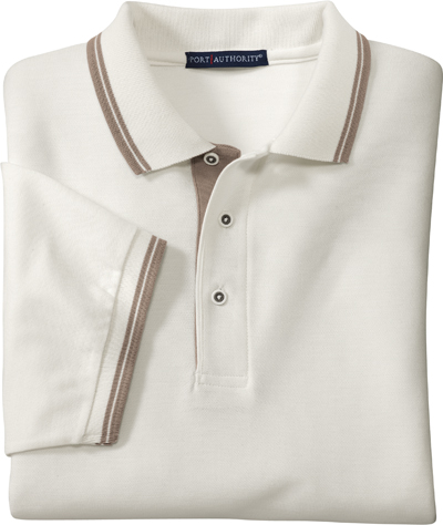 Port Authority Adult Silk Touch Stripe Trim Polos. Printing is available for this item.