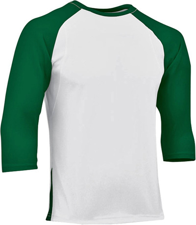 Champro 3/4 Sleeve Baseball Shirt - Moisture Wicking Polyester Jersey For Sports & Casual Wear