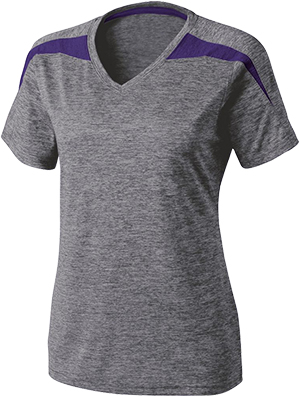 Holloway Ladies' Ballistic Heathered V-Neck Shirts. Printing is available for this item.