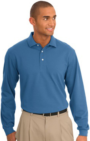 Port & Company Adult Long Sleeve Rapid Dry Polos. Printing is available for this item.