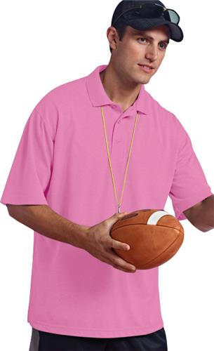 Paragon Adult Solid Mesh Pink Polo Shirt