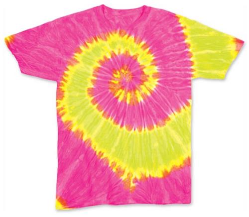 Dyenomite Fluorescent Wave Tie Dye SS Tee Shirts 200WA. Printing is available for this item.