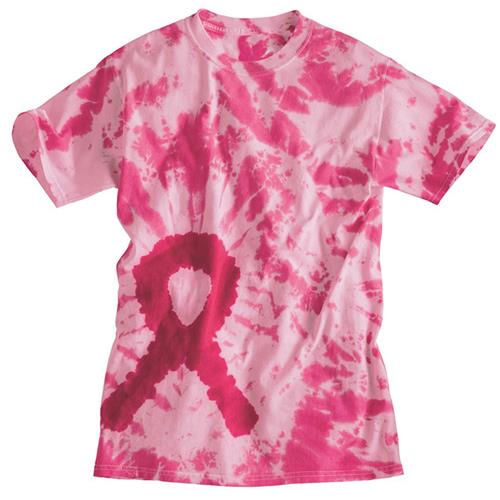 Dyenomite Breast Cancer Ribbon Tie Dye SS T-Shirts