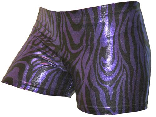 Gem Gear Compression Purple Metallic Zebra Shorts