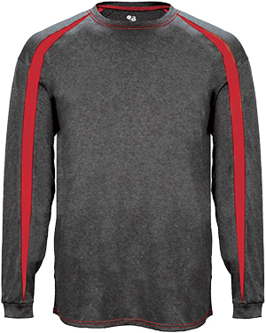 Badger Sport Long Sleeve Fusion Tee Shirt. Decorated in seven days or less.