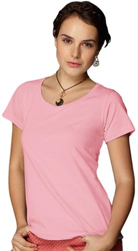 Anvil Pink Women's Sheer Scoop Neck T-Shirts. Printing is available for this item.