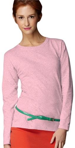 Anvil Pink Women's Heavyweight Long Sleeve T-Shirt. Printing is available for this item.