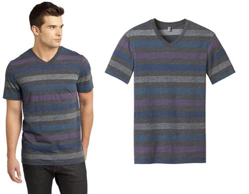 District Young Men's Reverse Striped V-Neck Tee