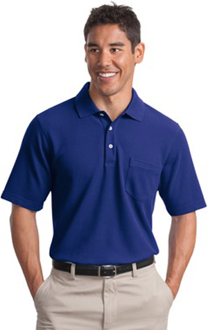 Port Authority Mens EZCotton Pique Pocket Polo. Printing is available for this item.