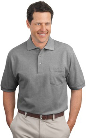 Port Authority Mens Pique Knit Polo with Pocket