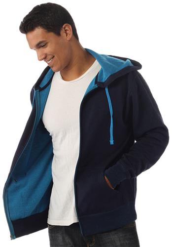 Independent Trading Men's Two-Color Zip Hoodies. Decorated in seven days or less.