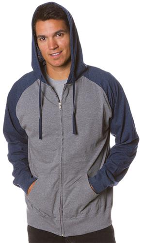 Independent Trading Mens Jersey Raglan Zip Hoodies. Decorated in seven days or less.