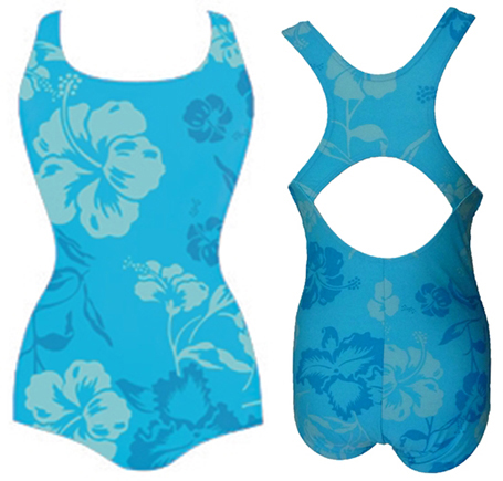 Adoretex Hawaiian Flower Conservative Swim Suit