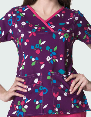 WonderWink Y-Neck Lolly Field Scrub Top. Embroidery is available on this item.