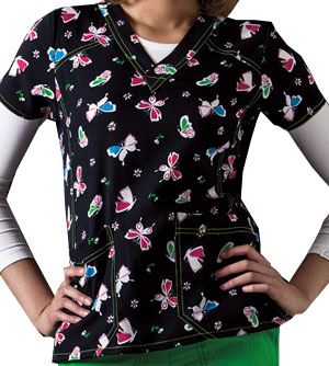 WonderWink Sporty V-Neck WonderWings Scrub Top. Embroidery is available on this item.