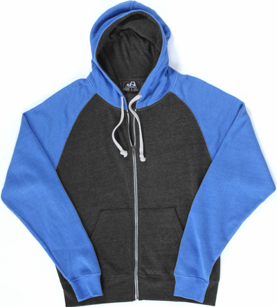 【COLOR iN ID】Rain Glossy Zip-Up J America TriBlend Colorblock Full Zip Fleece Hood 8874