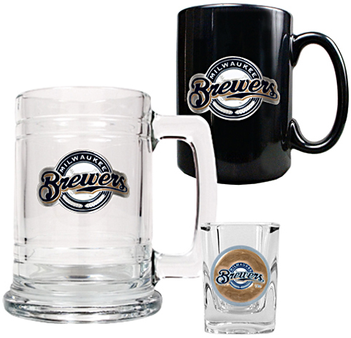MLB Brewers Tankard, Coffee Mug & Shot Glass Set